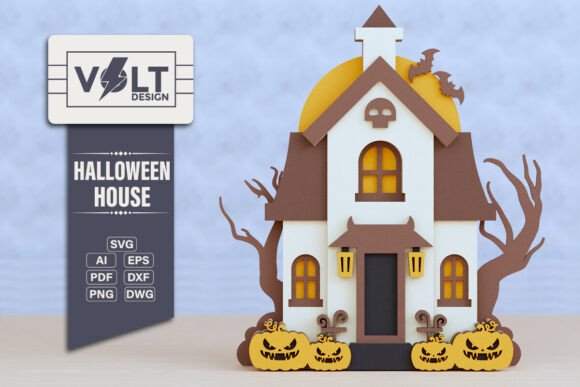 Halloween House SVG Laser Cut PaperCraft Guide