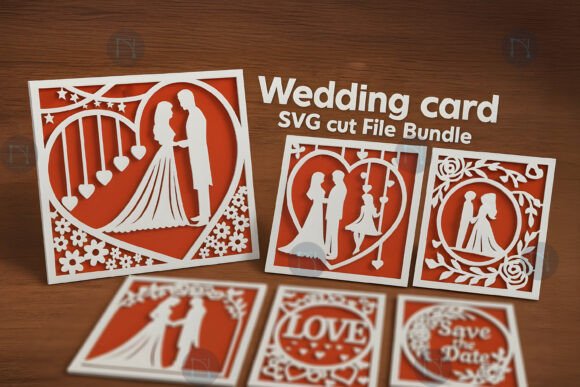 Paper Cut Wedding Card SVG Bundle